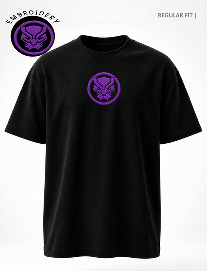 Black Panther Embroidery Classic Crew T-Shirt